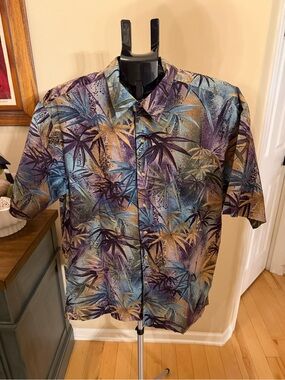 ONO Company Tropical Bamboo Print Camp Shirt Large
